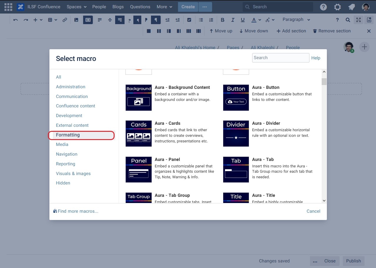 Accessing Aura Content Formatting Macros