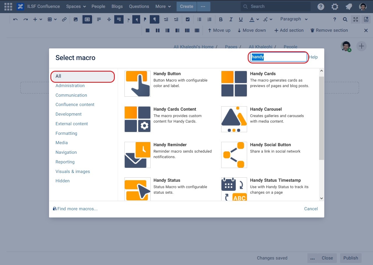 Accessing Handy Macros for Confluence